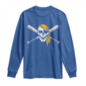 Baseball Pirate Skull Long Sleeve Shirt Retro Vintage Cross Baseball Bats TS10 Royal Blue Print Your Wear