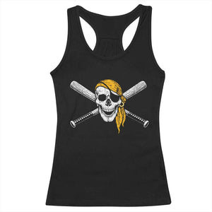 Baseball Pirate Skull Racerback Tank Top Retro Vintage Cross Baseball Bats TS10 Black Print Your Wear