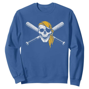 Baseball Pirate Skull Sweatshirt Retro Vintage Cross Baseball Bats TS10 Royal Blue Print Your Wear