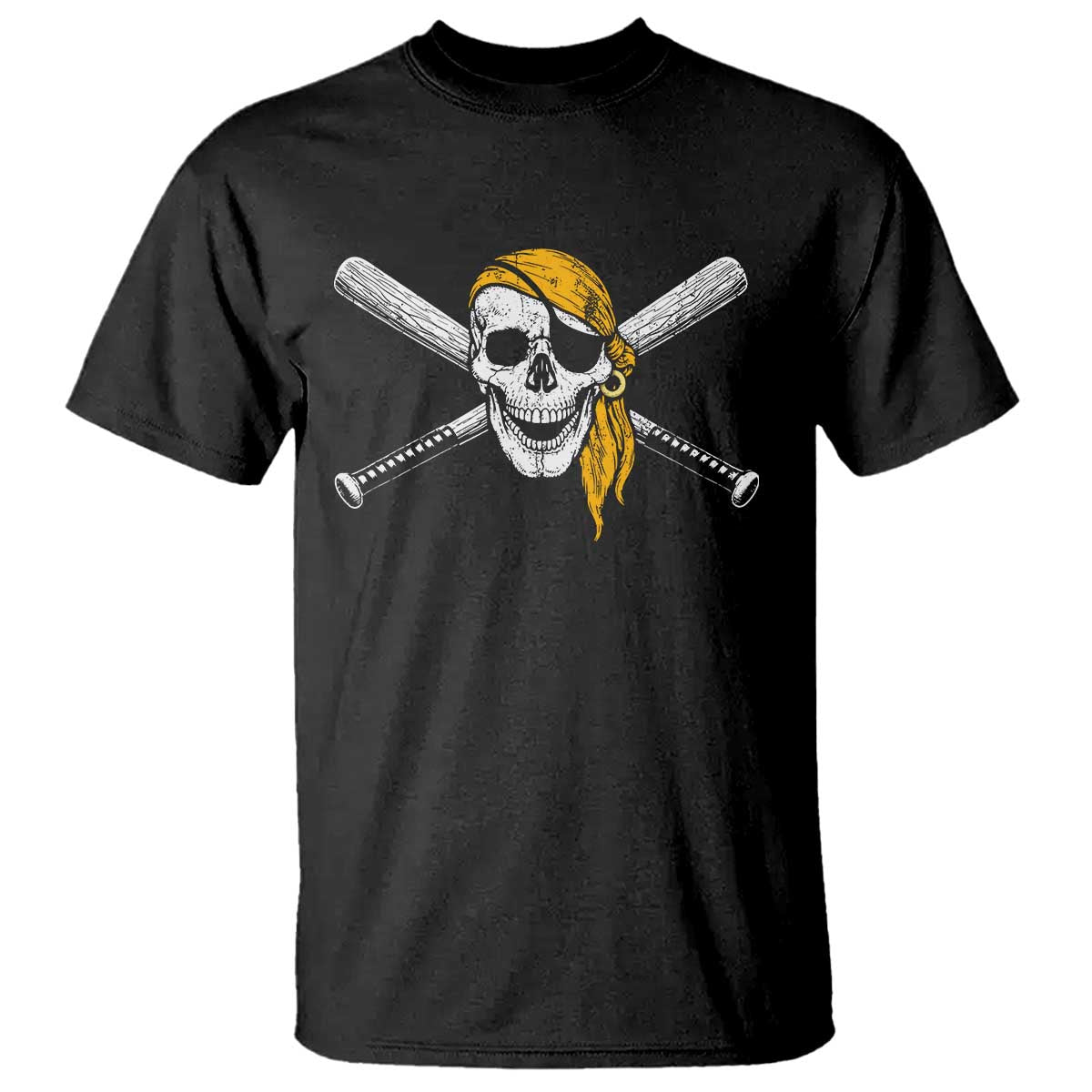 Baseball Pirate Skull T Shirt Retro Vintage Cross Baseball Bats TS10 Black Print Your Wear