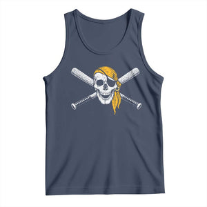 Baseball Pirate Skull Tank Top Retro Vintage Cross Baseball Bats TS10 Navy Print Your Wear