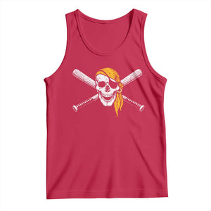 Baseball Pirate Skull Tank Top Retro Vintage Cross Baseball Bats TS10 Red Print Your Wear