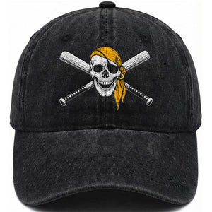 Baseball Pirate Skull Washed Cotton Baseball Cap Retro Vintage Cross Baseball Bats TS10 Print Your Wear