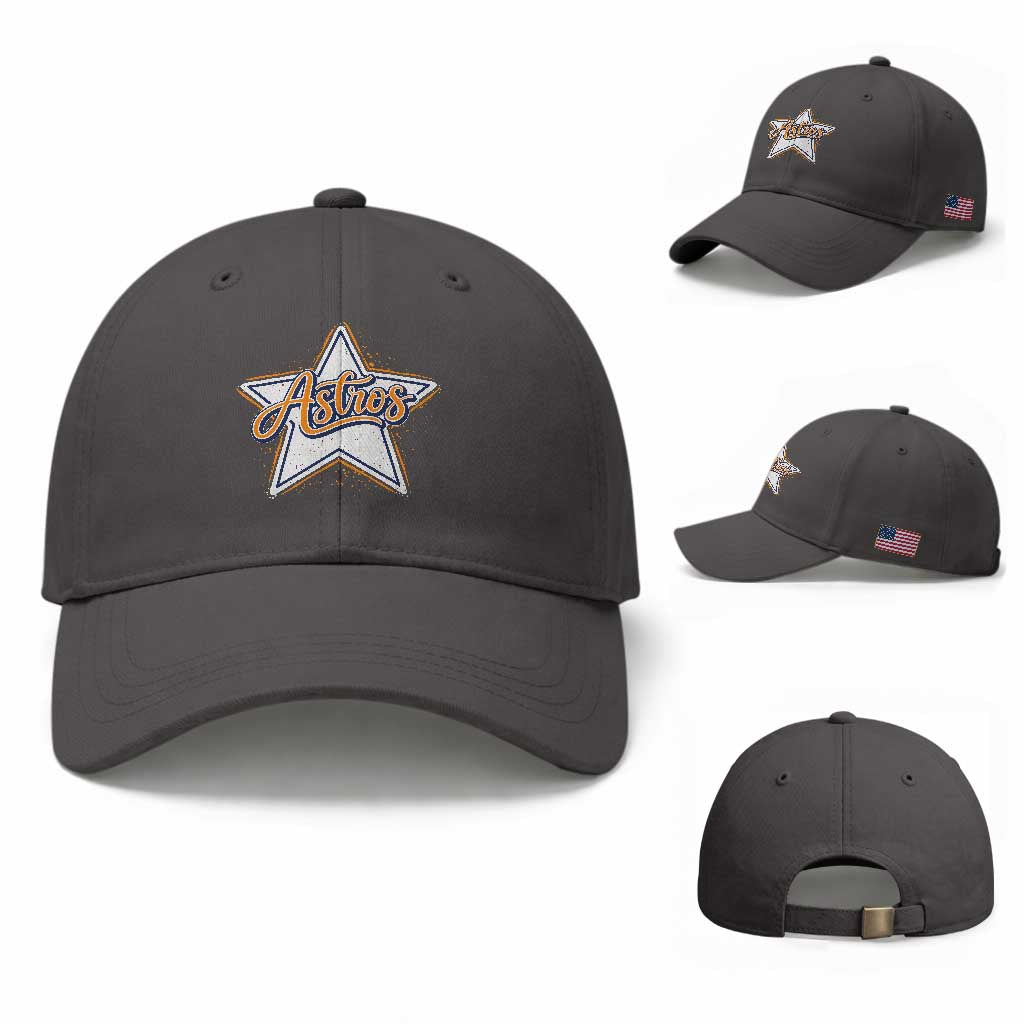 Vintage Astro Script Name Sports Style Baseball Cap Retro Baseball Fans TS10 Baseball Cap Universal Fit Dark Gray Print Your Wear