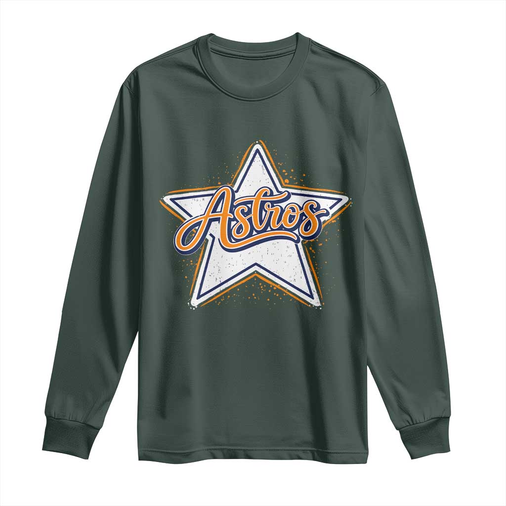 Vintage Astro Script Name Sports Style Long Sleeve Shirt Retro Baseball Fans TS10 Dark Forest Green Print Your Wear