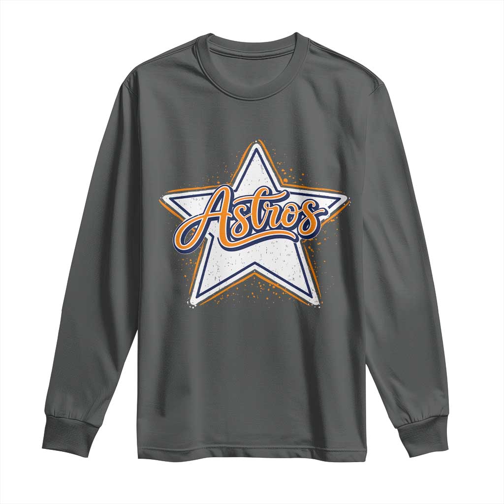 Vintage Astro Script Name Sports Style Long Sleeve Shirt Retro Baseball Fans TS10 Dark Heather Print Your Wear