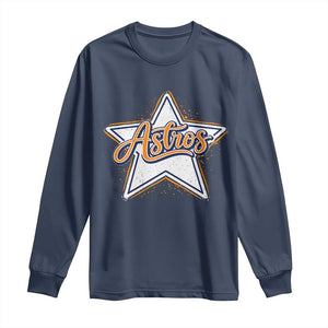 Vintage Astro Script Name Sports Style Long Sleeve Shirt Retro Baseball Fans TS10 Navy Print Your Wear