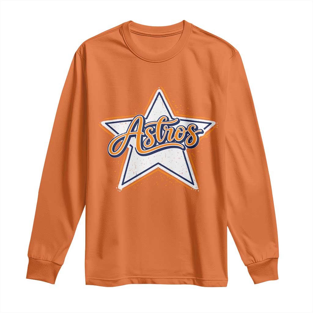 Vintage Astro Script Name Sports Style Long Sleeve Shirt Retro Baseball Fans TS10 Orange Print Your Wear