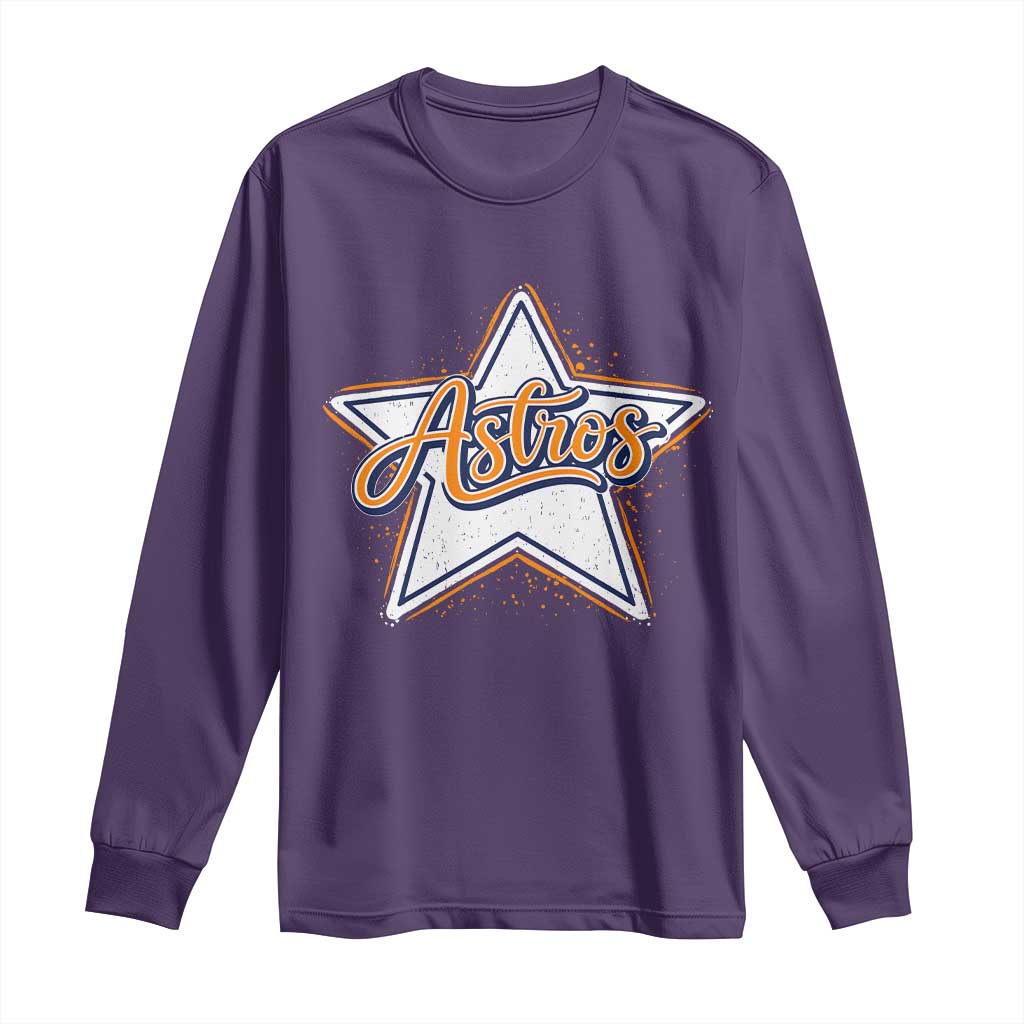Vintage Astro Script Name Sports Style Long Sleeve Shirt Retro Baseball Fans TS10 Purple Print Your Wear