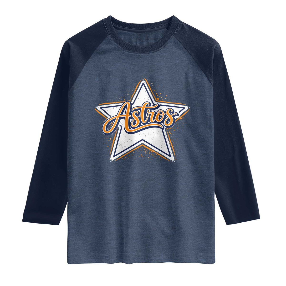 Vintage Astro Script Name Sports Style Raglan Shirt Retro Baseball Fans TS10 Heather Denim Navy Print Your Wear