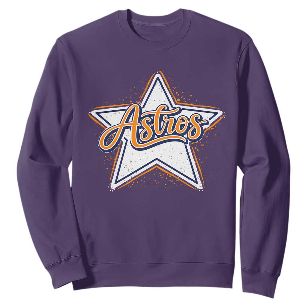 Vintage Astro Script Name Sports Style Sweatshirt Retro Baseball Fans TS10 Purple Print Your Wear