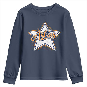Vintage Astro Script Name Sports Style Youth Sweatshirt Retro Baseball Fans TS10 Navy Print Your Wear