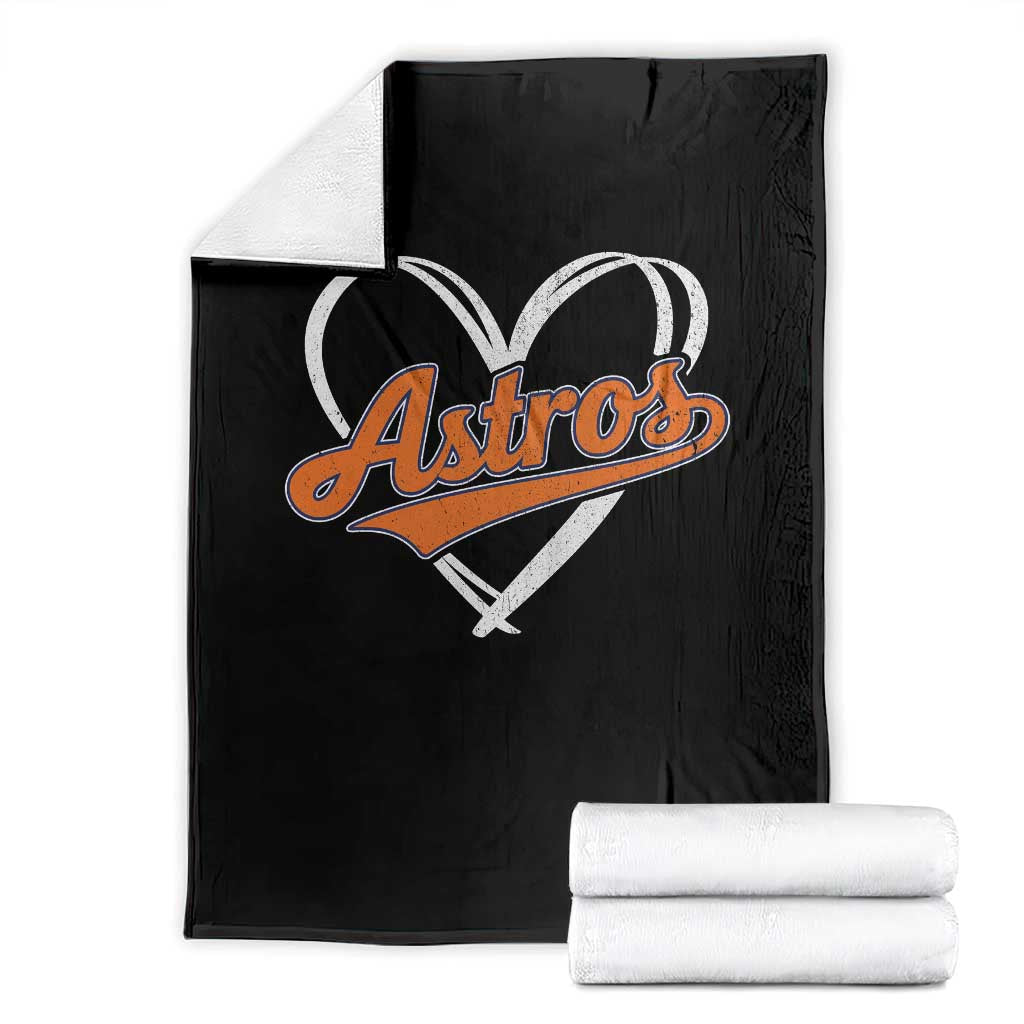 Vintage Astro Name Sports Style Throw Blanket Varsity Script Vintage Baseball Heart Graphic TS10 Black Print Your Wear