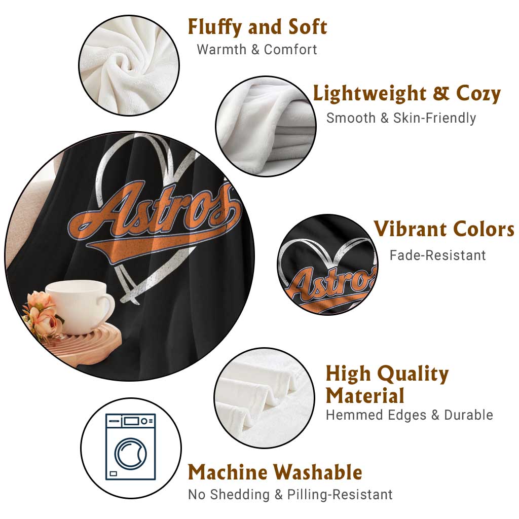 Vintage Astro Name Sports Style Throw Blanket Varsity Script Vintage Baseball Heart Graphic TS10 Print Your Wear