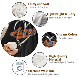 Vintage Astro Name Sports Style Throw Blanket Varsity Script Vintage Baseball Heart Graphic TS10 Print Your Wear