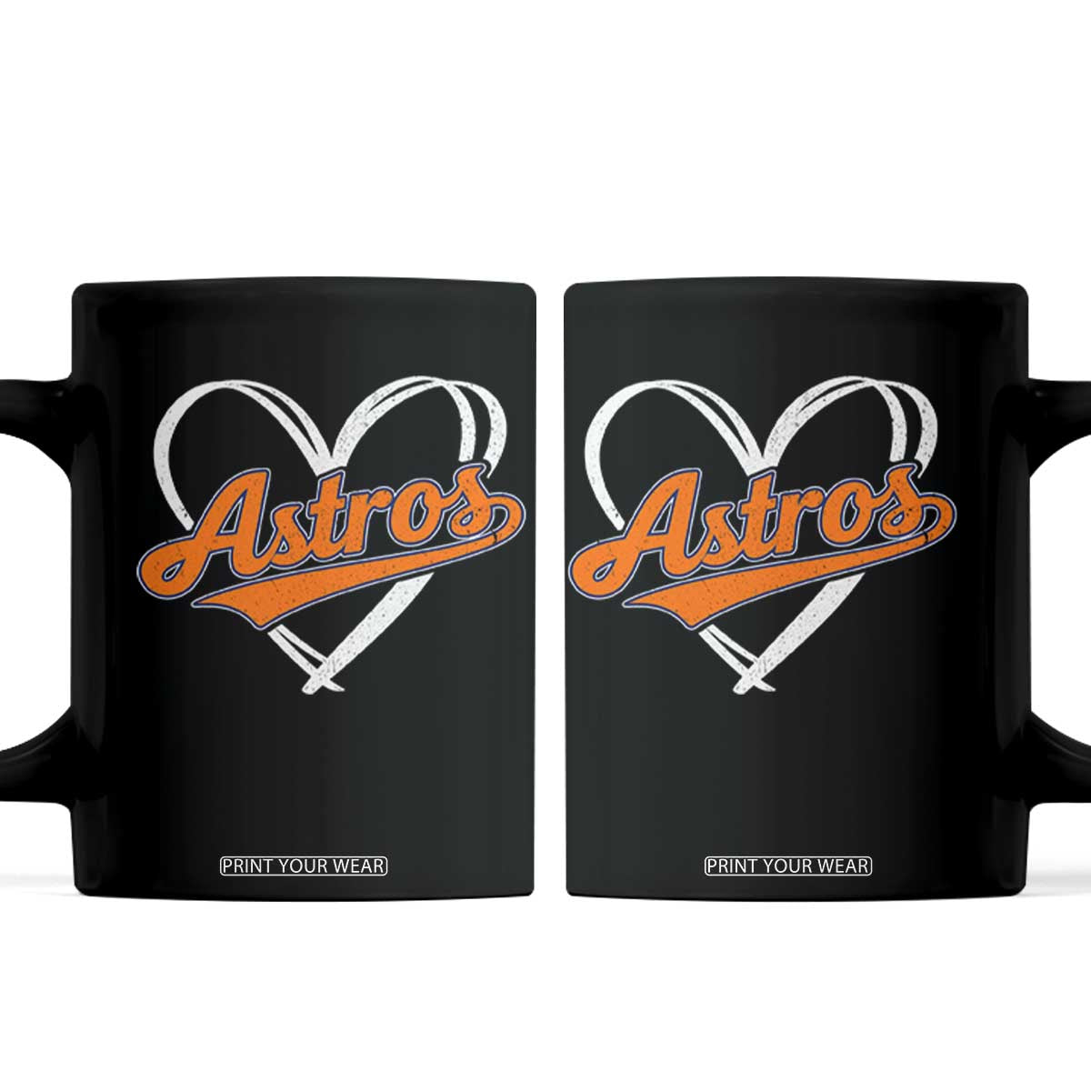 Vintage Astro Name Sports Style Coffee Mug Varsity Script Vintage Baseball Heart Graphic TS10 Black Print Your Wear