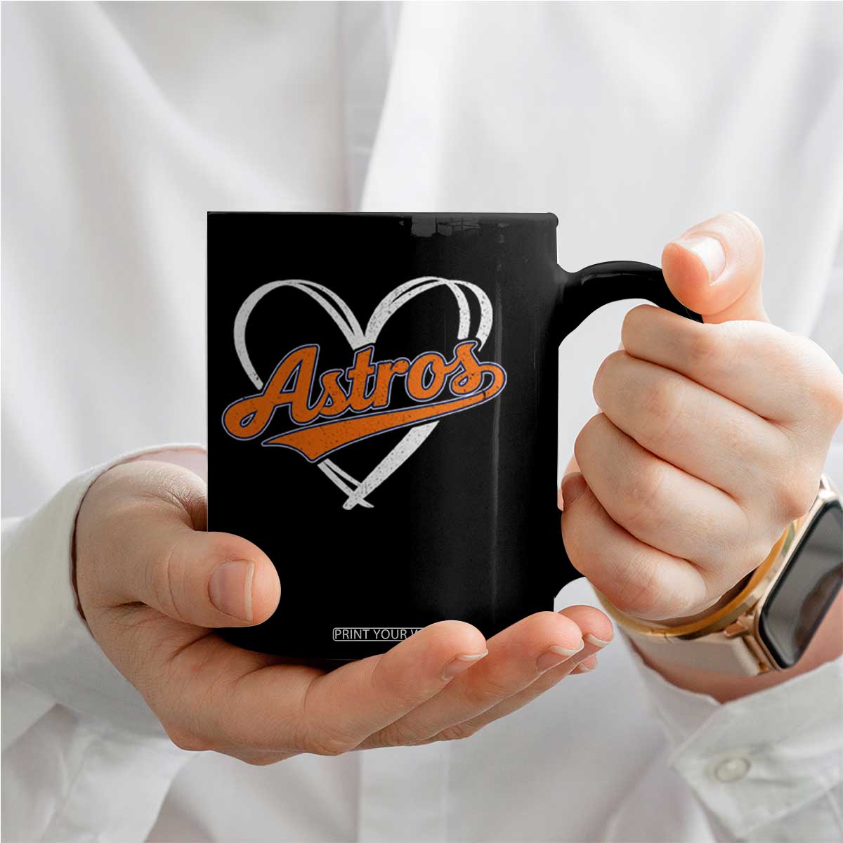 Vintage Astro Name Sports Style Coffee Mug Varsity Script Vintage Baseball Heart Graphic TS10 Print Your Wear