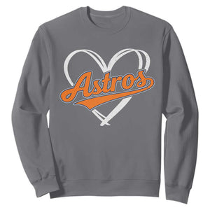 Vintage Astro Name Sports Style Sweatshirt Varsity Script Vintage Baseball Heart Graphic TS10 Charcoal Print Your Wear