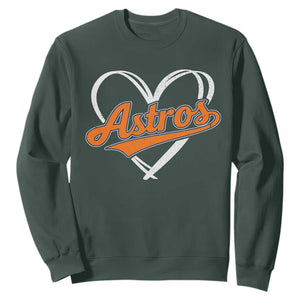 Vintage Astro Name Sports Style Sweatshirt Varsity Script Vintage Baseball Heart Graphic TS10 Dark Forest Green Print Your Wear
