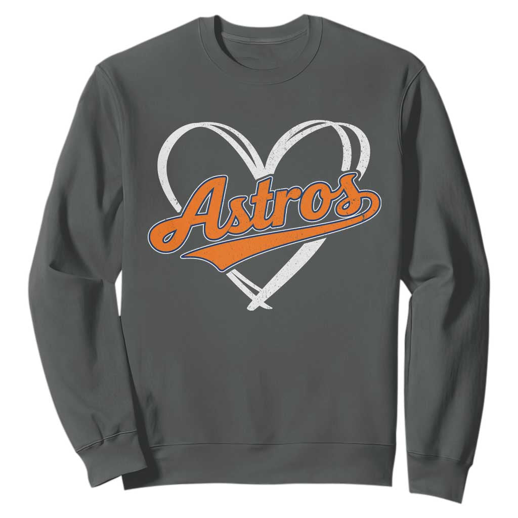 Vintage Astro Name Sports Style Sweatshirt Varsity Script Vintage Baseball Heart Graphic TS10 Dark Heather Print Your Wear