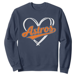 Vintage Astro Name Sports Style Sweatshirt Varsity Script Vintage Baseball Heart Graphic TS10 Navy Print Your Wear