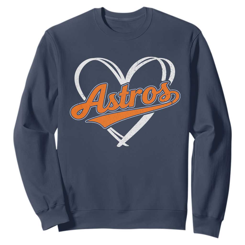 Vintage Astro Name Sports Style Sweatshirt Varsity Script Vintage Baseball Heart Graphic TS10 Navy Print Your Wear
