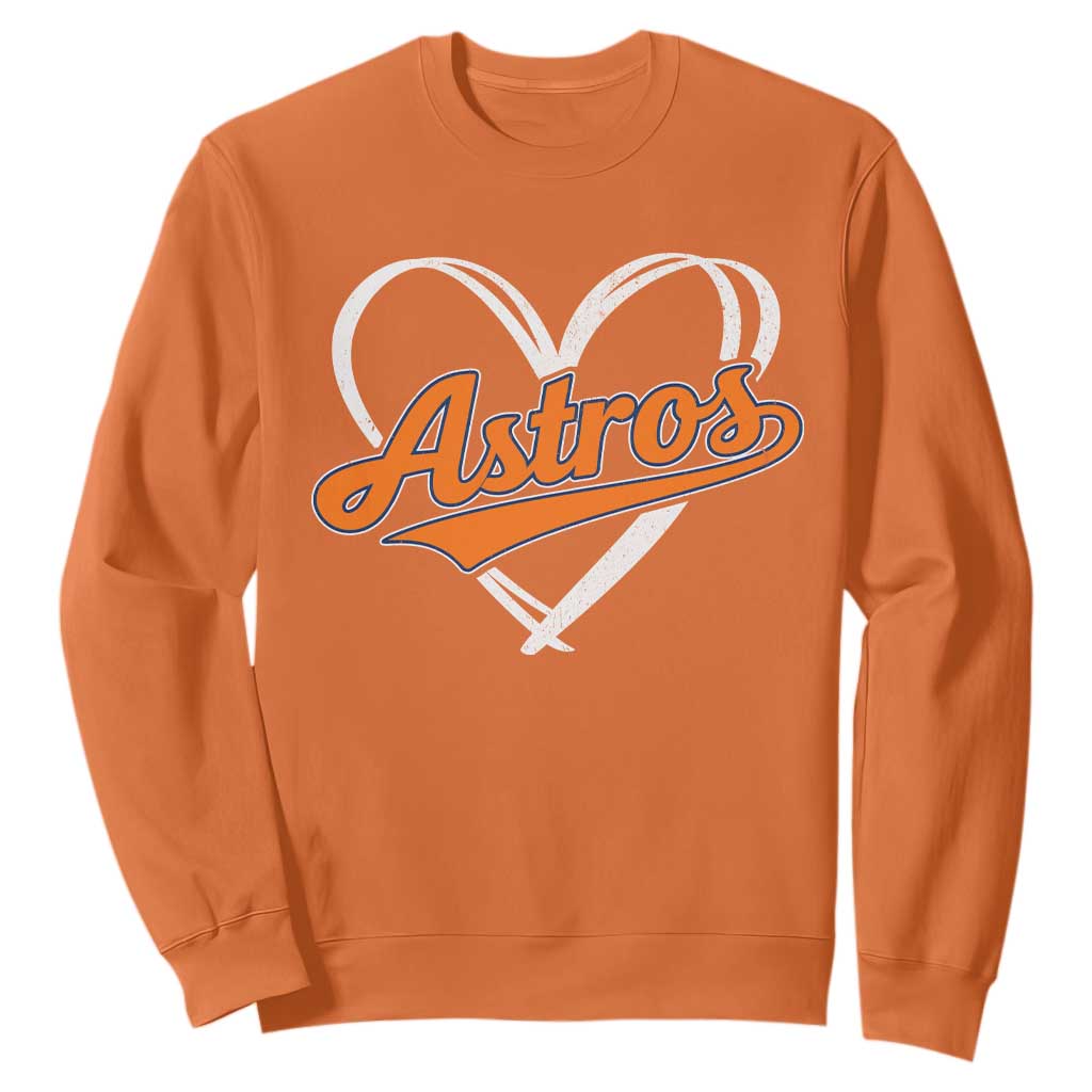Vintage Astro Name Sports Style Sweatshirt Varsity Script Vintage Baseball Heart Graphic TS10 Orange Print Your Wear