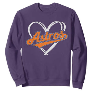 Vintage Astro Name Sports Style Sweatshirt Varsity Script Vintage Baseball Heart Graphic TS10 Purple Print Your Wear