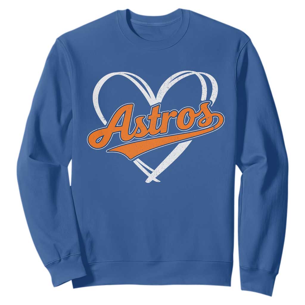 Vintage Astro Name Sports Style Sweatshirt Varsity Script Vintage Baseball Heart Graphic TS10 Royal Blue Print Your Wear