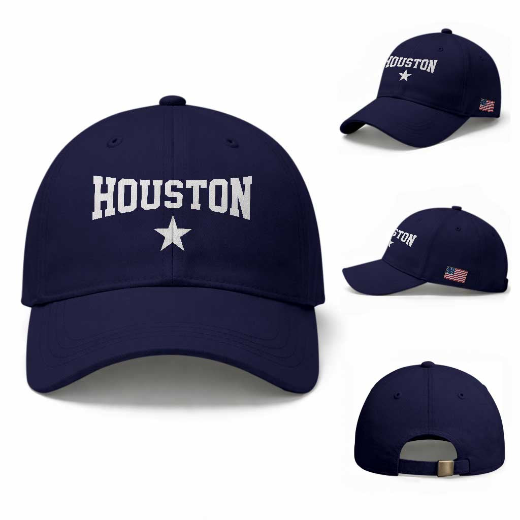 Vintage Houston Baseball Cap Retro Texas Throwback Athletic Sports Style 80s 90s TS10 Baseball Cap Universal Fit Dark Blue Print Your Wear
