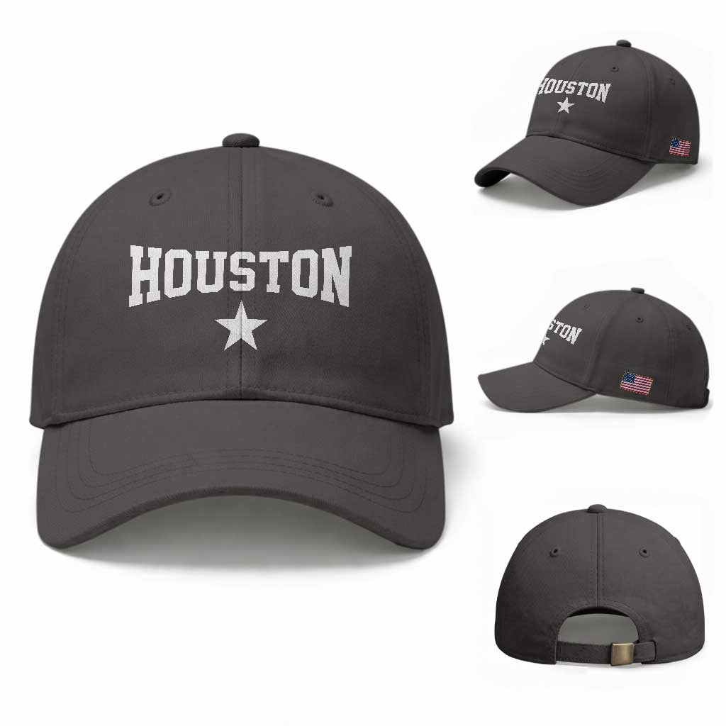 Vintage Houston Baseball Cap Retro Texas Throwback Athletic Sports Style 80s 90s TS10 Baseball Cap Universal Fit Dark Gray Print Your Wear