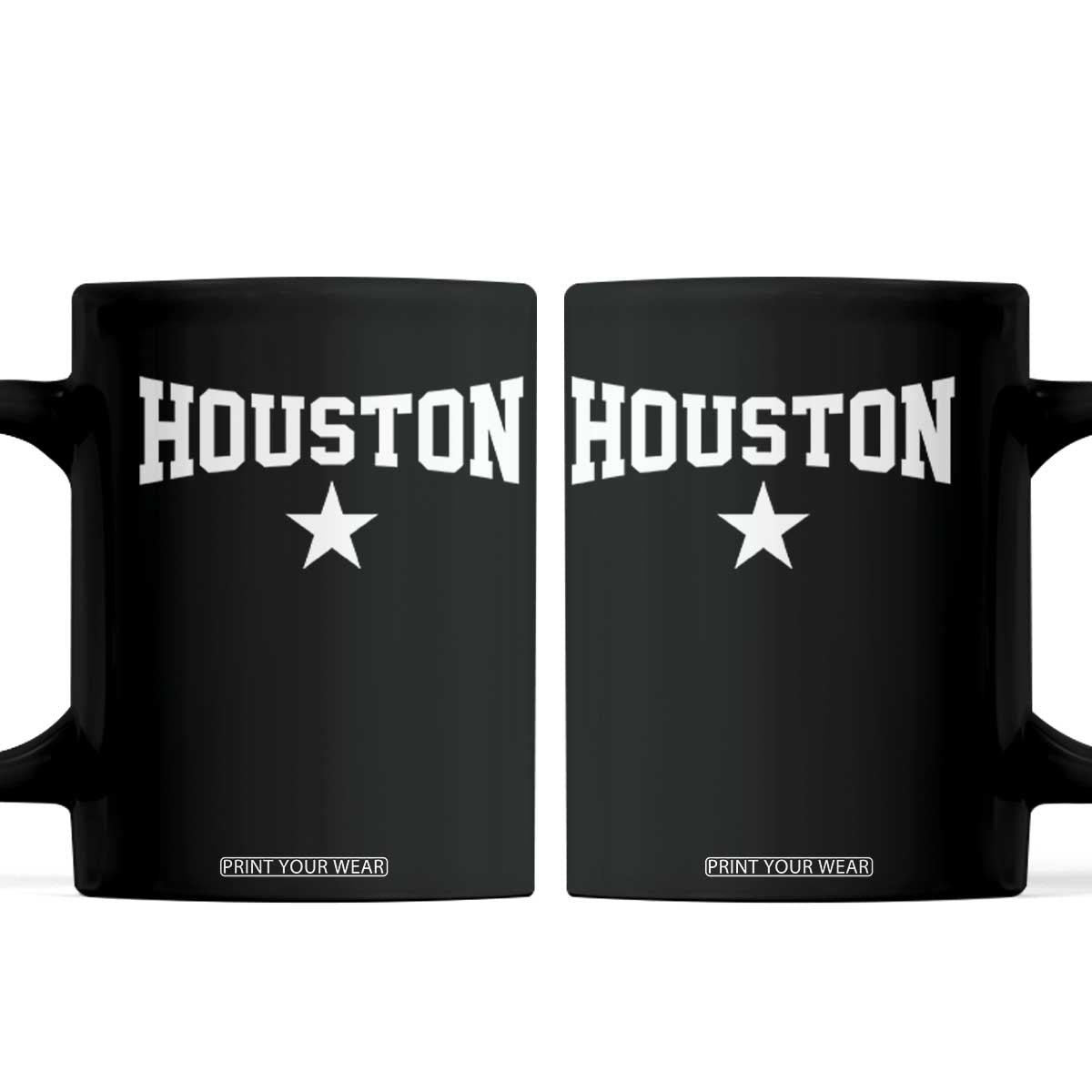 Vintage Houston Coffee Mug Retro Texas Throwback Athletic Sports Style 80s 90s TS10 Black Print Your Wear