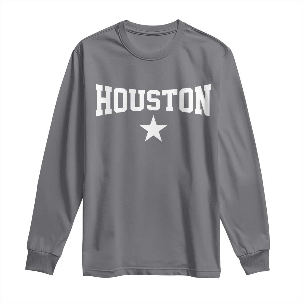 Vintage Houston Long Sleeve Shirt Retro Texas Throwback Athletic Sports Style 80s 90s TS10 Charcoal Print Your Wear