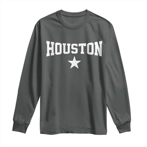 Vintage Houston Long Sleeve Shirt Retro Texas Throwback Athletic Sports Style 80s 90s TS10 Dark Heather Print Your Wear