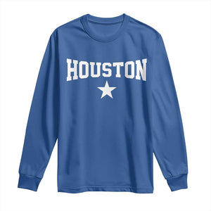 Vintage Houston Long Sleeve Shirt Retro Texas Throwback Athletic Sports Style 80s 90s TS10 Royal Blue Print Your Wear