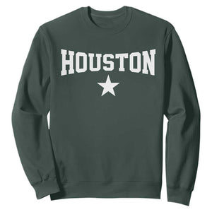 Vintage Houston Sweatshirt Retro Texas Throwback Athletic Sports Style 80s 90s TS10 Dark Forest Green Print Your Wear