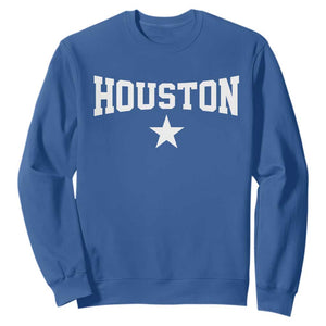 Vintage Houston Sweatshirt Retro Texas Throwback Athletic Sports Style 80s 90s TS10 Royal Blue Print Your Wear