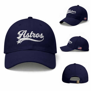Vintage Astro Script Name Baseball Cap Texas Vintage Sports Jersey Style 80s 90s TS10 Baseball Cap Universal Fit Dark Blue Print Your Wear