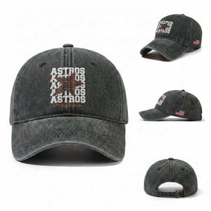 Vintage Astro Last Name Washed Cotton Baseball Cap Baseball Fan Graphic TS10 Washed Cap Universal Fit Dark Green Print Your Wear