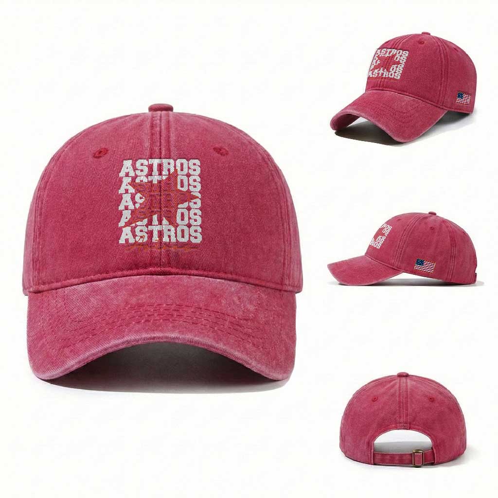 Vintage Astro Last Name Washed Cotton Baseball Cap Baseball Fan Graphic TS10 Washed Cap Universal Fit Red Print Your Wear