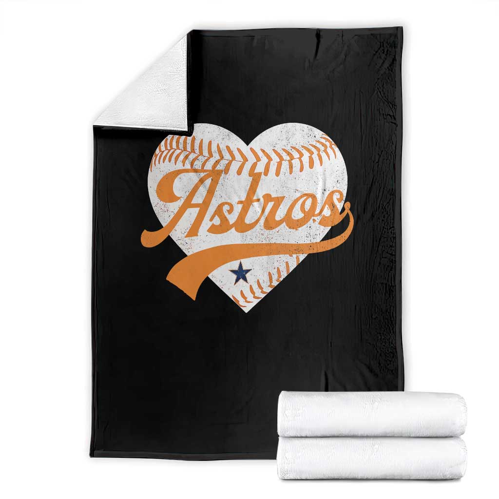 Retro Astro Script Name Throw Blanket Baseball Heart Vintage Sports Fans TS10 Black Print Your Wear