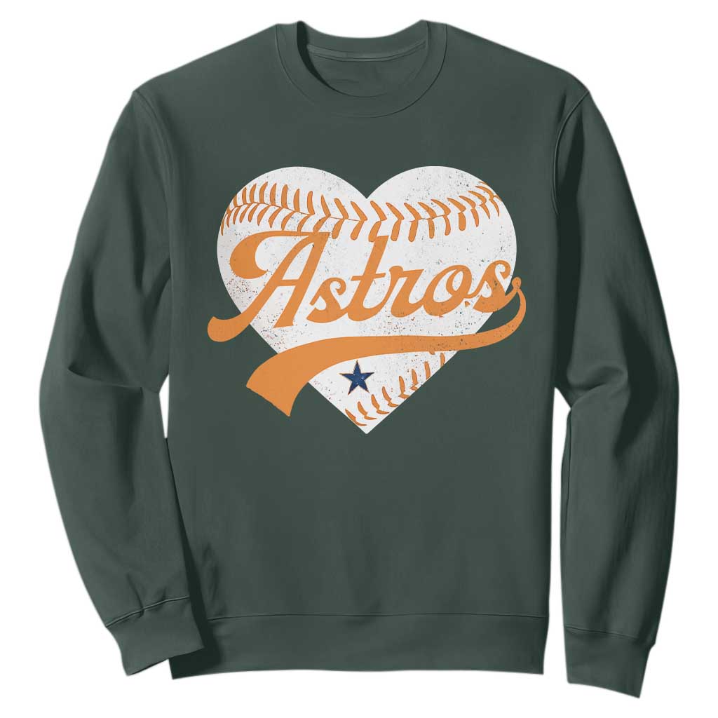 Retro Astro Script Name Sweatshirt Baseball Heart Vintage Sports Fans TS10 Dark Forest Green Print Your Wear