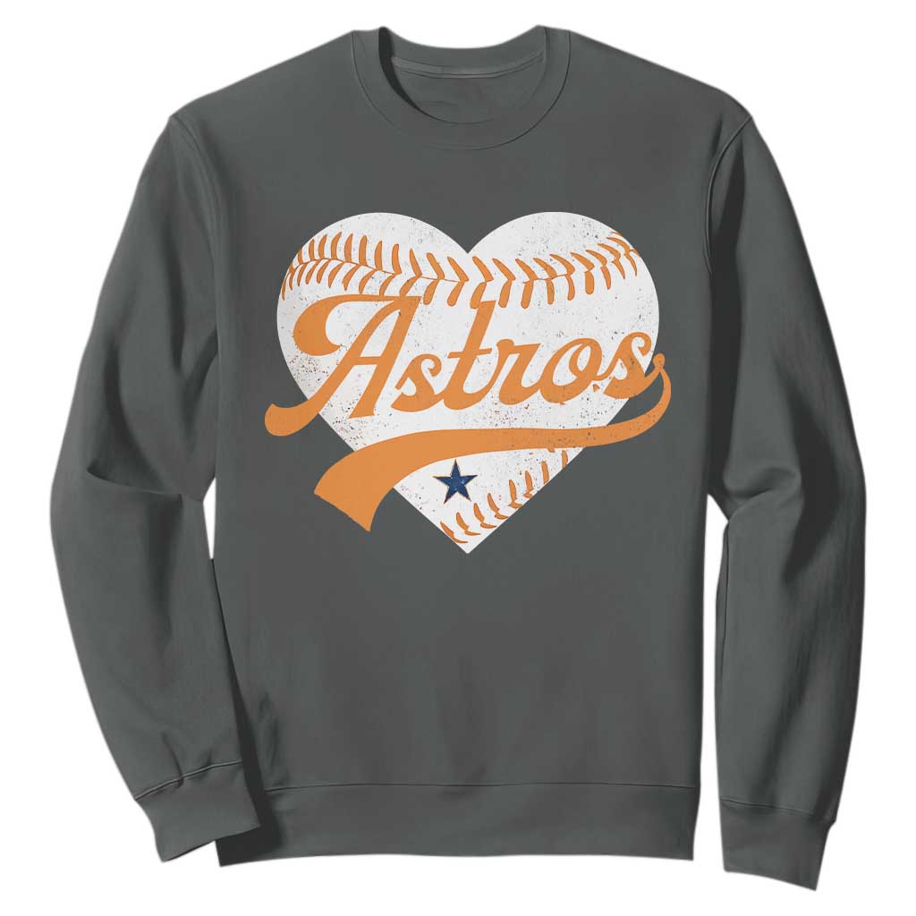 Retro Astro Script Name Sweatshirt Baseball Heart Vintage Sports Fans TS10 Dark Heather Print Your Wear