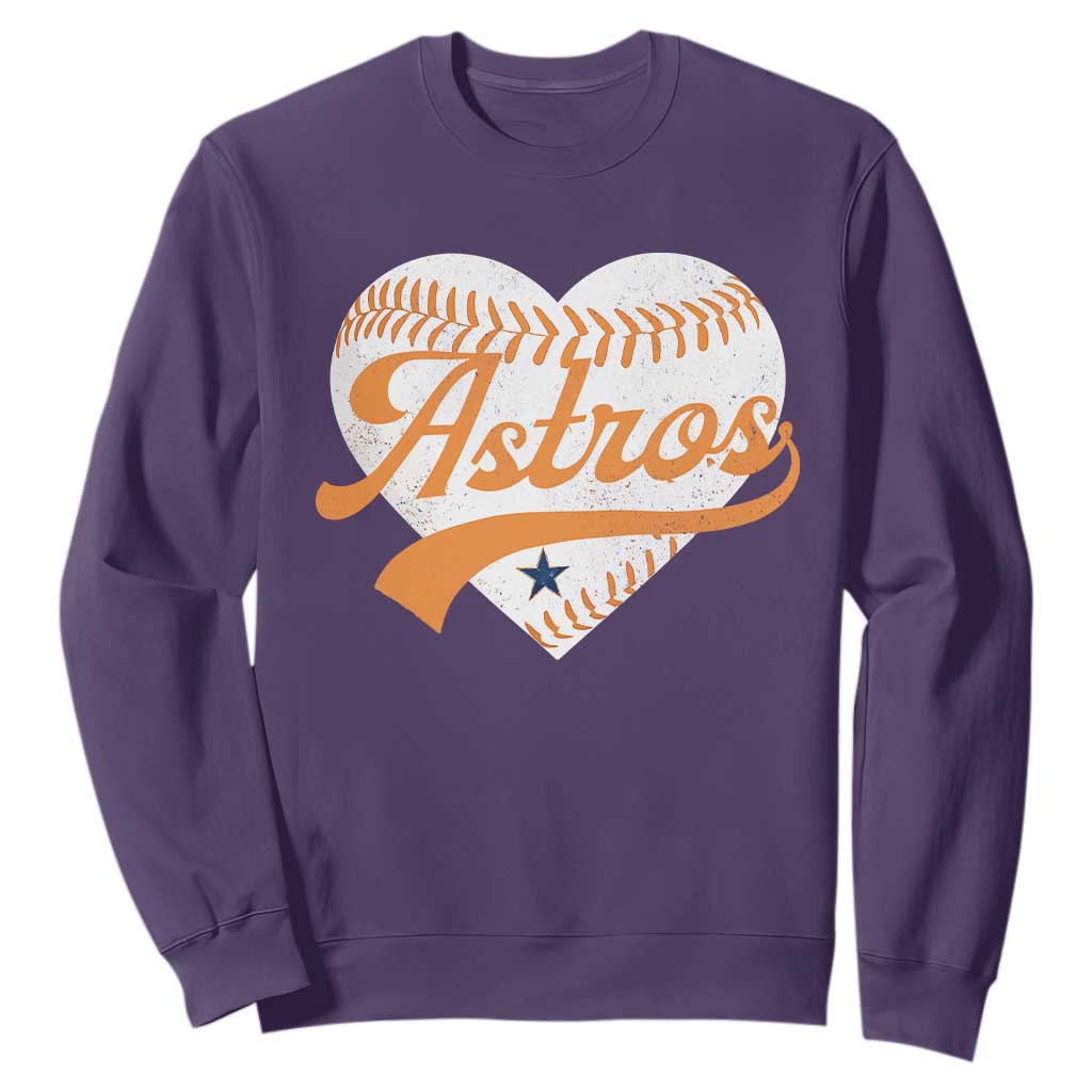 Retro Astro Script Name Sweatshirt Baseball Heart Vintage Sports Fans TS10 Purple Print Your Wear