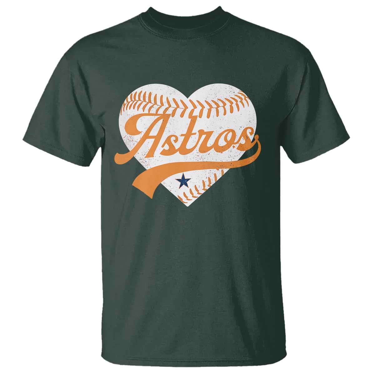 Retro Astro Script Name T Shirt Baseball Heart Vintage Sports Fans TS10 Dark Forest Green Print Your Wear