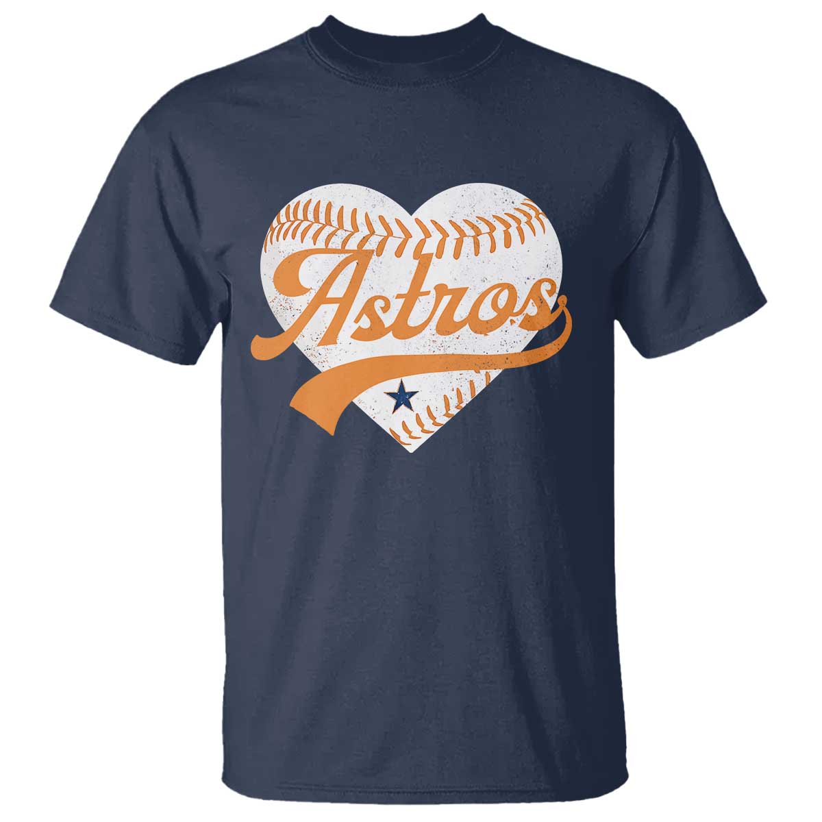 Retro Astro Script Name T Shirt Baseball Heart Vintage Sports Fans TS10 Navy Print Your Wear