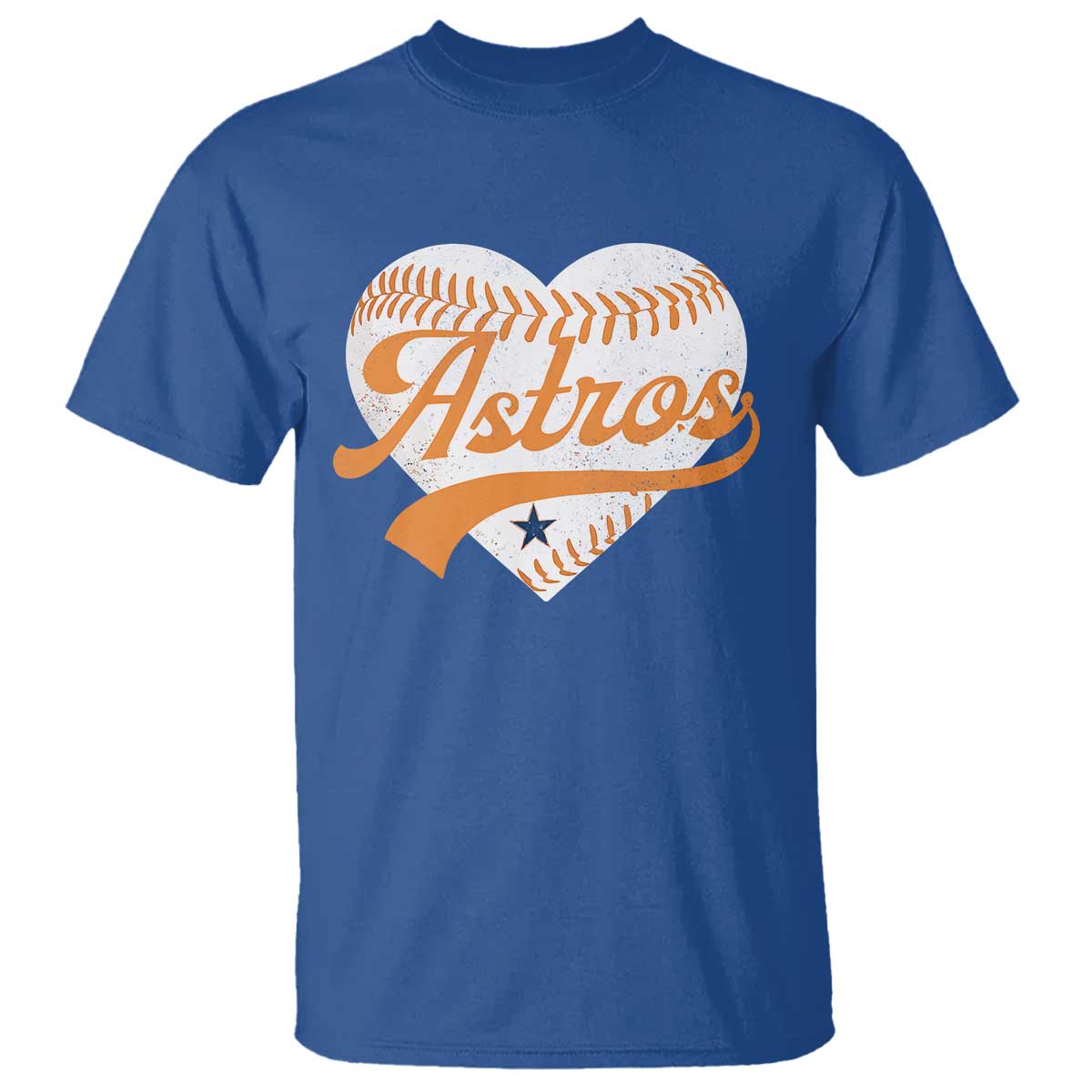 Retro Astro Script Name T Shirt Baseball Heart Vintage Sports Fans TS10 Royal Blue Print Your Wear