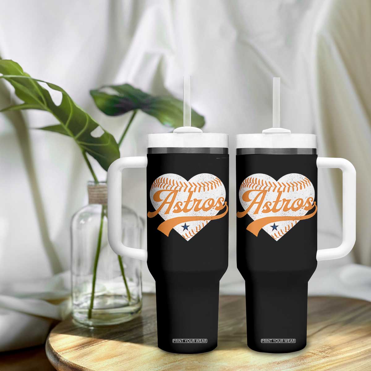 Retro Astro Script Name Tumbler With Handle Baseball Heart Vintage Sports Fans TS10 Print Your Wear