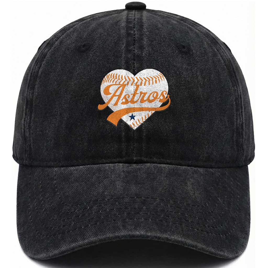 Retro Astro Script Name Washed Cotton Baseball Cap Baseball Heart Vintage Sports Fans TS10 Print Your Wear