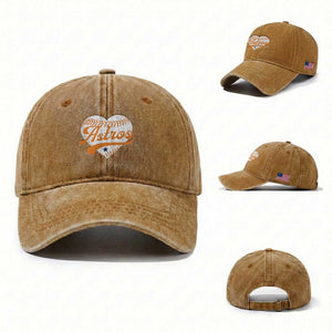 Retro Astro Script Name Washed Cotton Baseball Cap Baseball Heart Vintage Sports Fans TS10 Washed Cap Universal Fit Yellow Ochre Print Your Wear